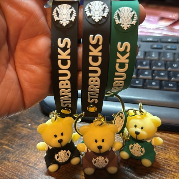 Accessories - Starbucks Bear Cup Keyrings Chain Soft Silicone Keychain Wristband Strap Bag Key